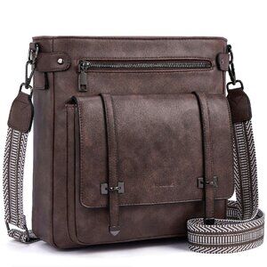 Vegan Leather Crossbody Bag Multi Pocket Adjustable Strap Chic Minimal Travel
